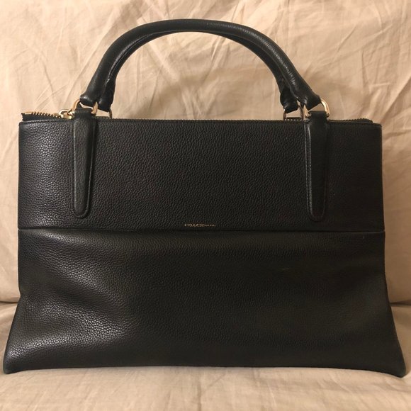 Coach Medium Borough Bag Black Pebbled Leather - Picture 1 of 6